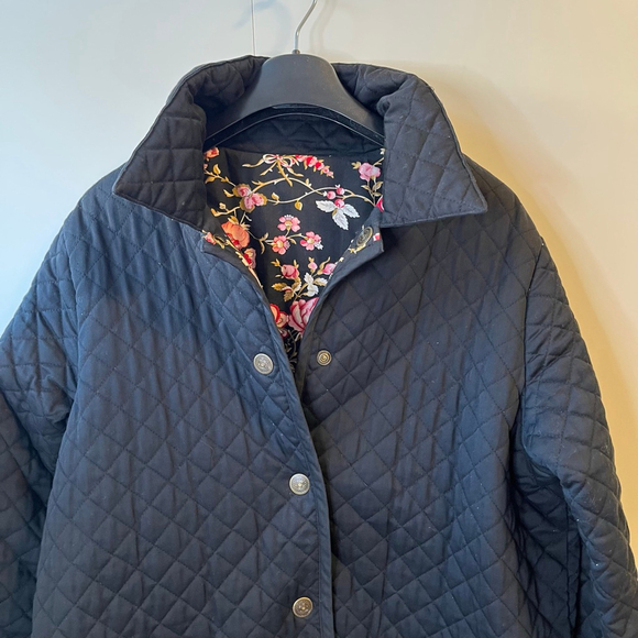 Vintage Reversible Quilted Barn Coat Cottagecore Barbour Style 90s Y2K fits M–XL - Picture 6 of 15